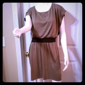 XL brown belt waisted flowy dress